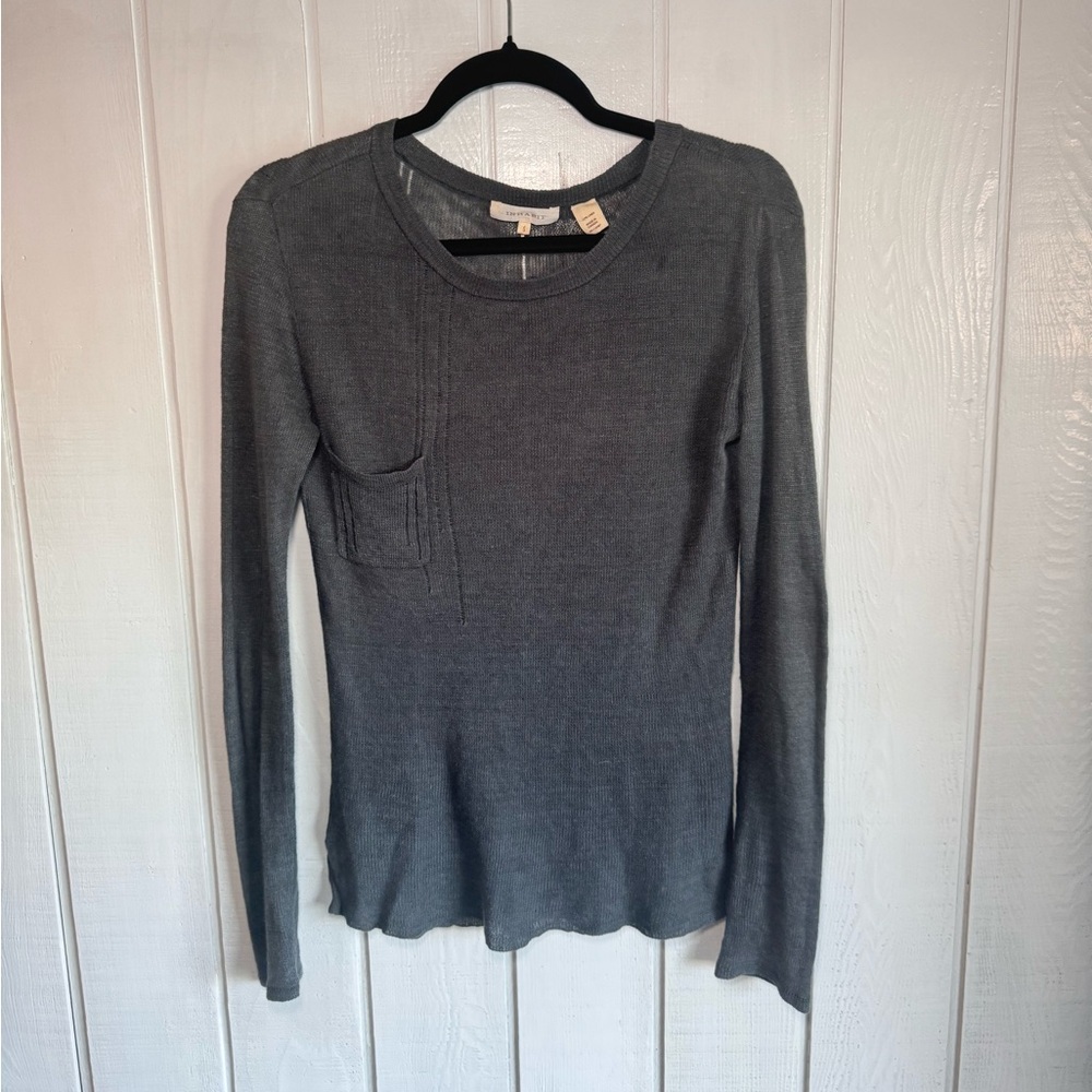 Inhabit Linen Long Sleeve Gray Shirt